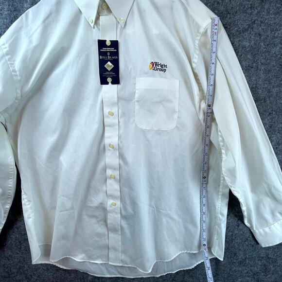 Cotton Bill Blass Wright Group Wrinkle Free Shirt Mens XL White Logo Button Down - Picture 6 of 9